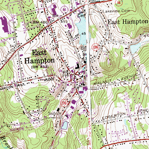 Topographic Map of East Hampton, CT