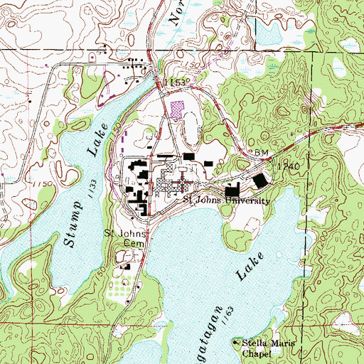Topographic Map of Saint John's Abbey Church, MN