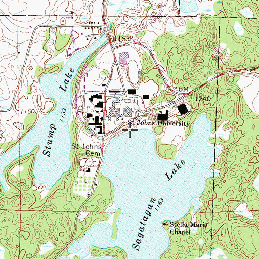 Topographic Map of Student Beach, MN
