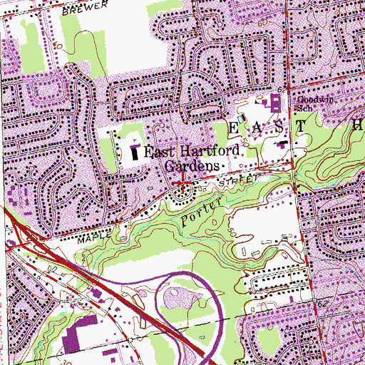 Topographic Map of East Hartford Gardens, CT