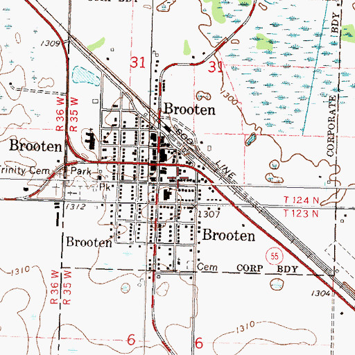 Topographic Map of Trinity Lutheran Church, MN