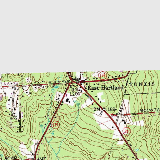 Topographic Map of East Hartland, CT