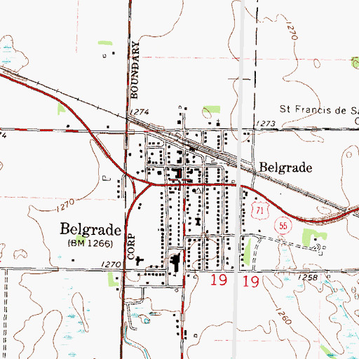 Topographic Map of Myrtle Maybee Public Library, MN