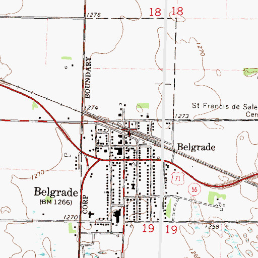 Topographic Map of Belgrade, MN