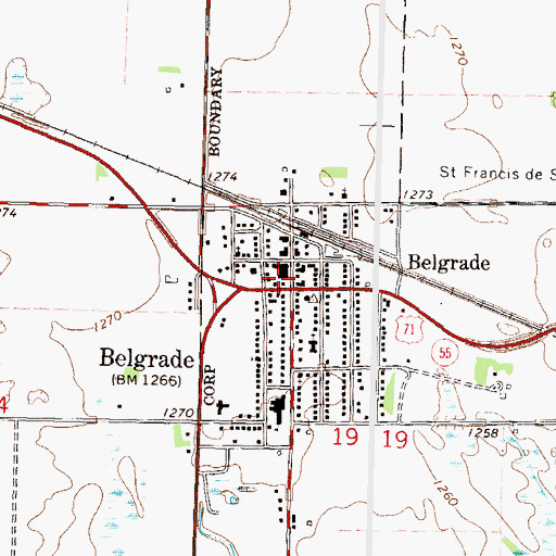 Topographic Map of Belgrade Police Department, MN
