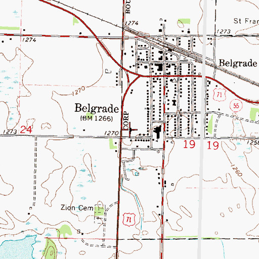 Topographic Map of Belgrade Nursing Home, MN