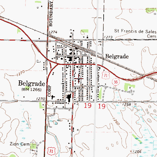 Topographic Map of Grace Lutheran Church, MN