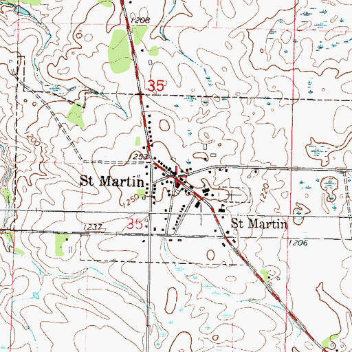 Topographic Map of Saint Martin Post Office, MN
