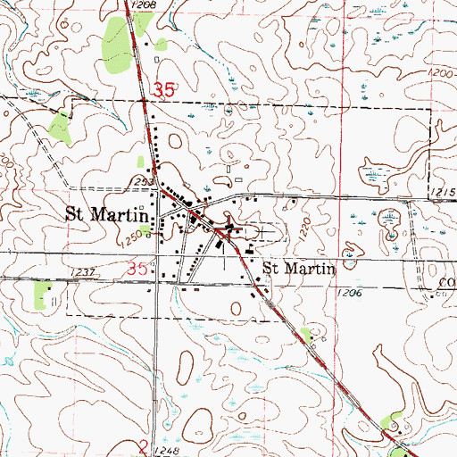 Topographic Map of Saint Martin Parish, MN