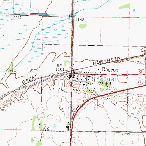 Topographic Map of Roscoe Post Office, MN