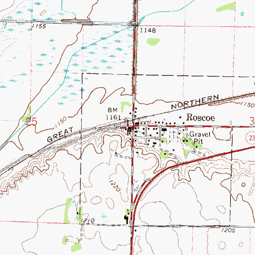 Topographic Map of Roscoe (historical), MN
