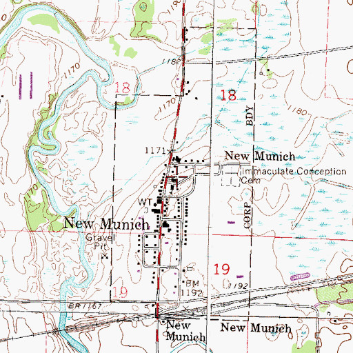 Topographic Map of Immaculate Conception Church, MN