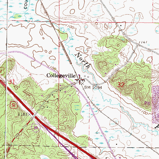 Topographic Map of Collegeville Post Office, MN