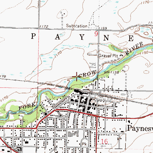 Topographic Map of Paynesville Post Office, MN