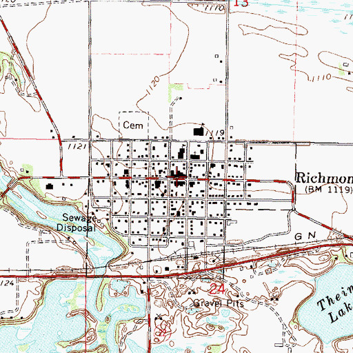 Topographic Map of Richmond Post Office, MN
