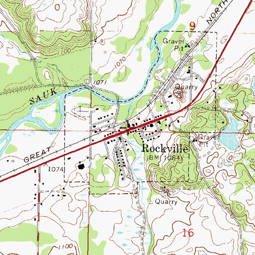Topographic Map of Rockville Post Office, MN