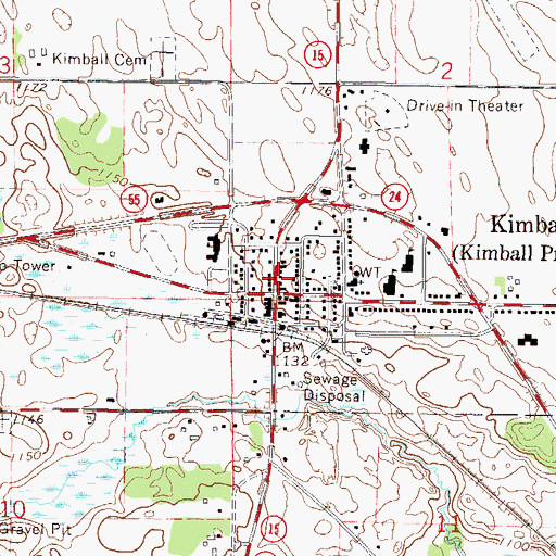 Topographic Map of Kimball Post Office, MN