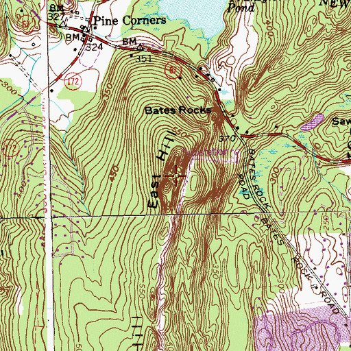 Topographic Map of East Hill, CT