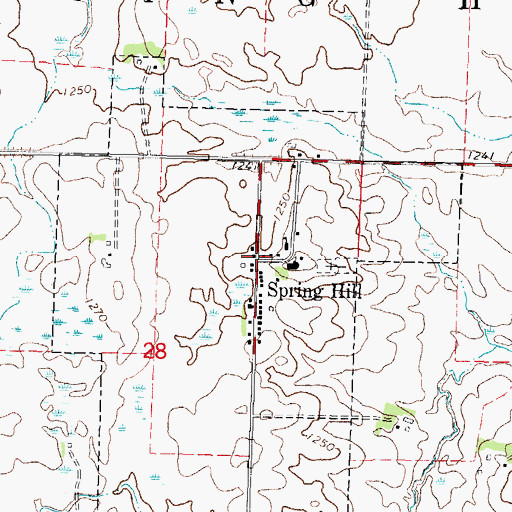 Topographic Map of Spring Hill Post Office (historical), MN