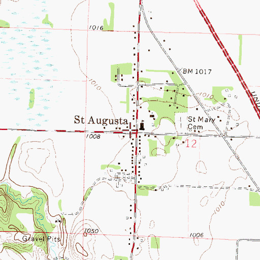 Topographic Map of Saint Augusta Post Office (historical), MN