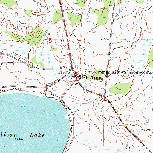 Topographic Map of Saint Anna Post Office (historical), MN