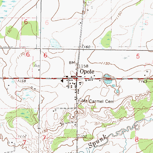 Topographic Map of Opole Post Office (historical), MN