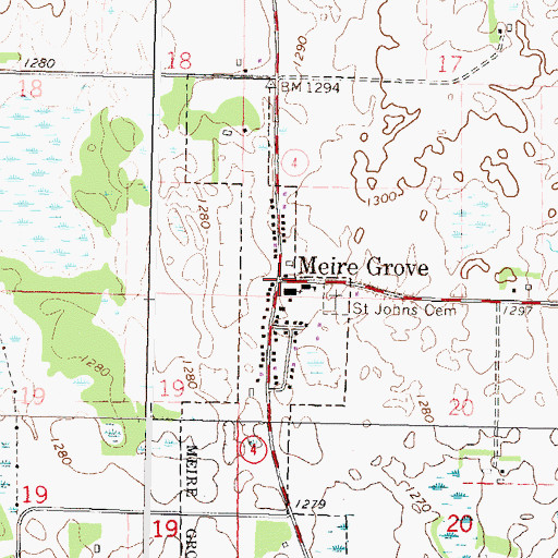 Topographic Map of Meiregrove Post Office (historical), MN