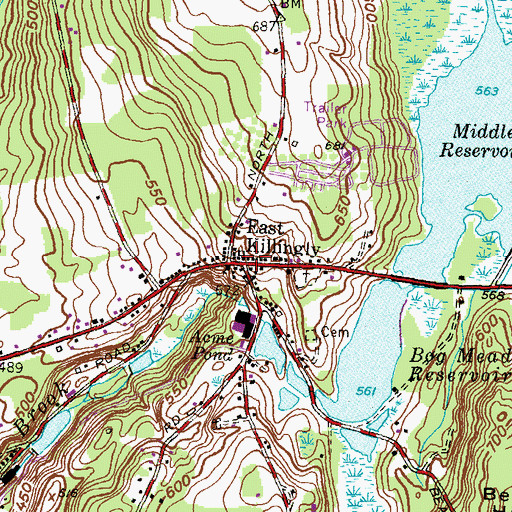 Topographic Map of East Killingly, CT