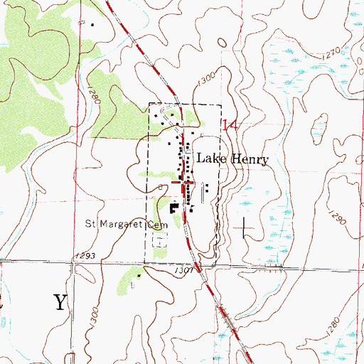 Topographic Map of Lake Henry Post Office (historical), MN