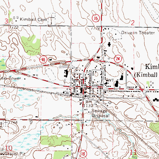Topographic Map of Kimball Prairie Post Office (historical), MN