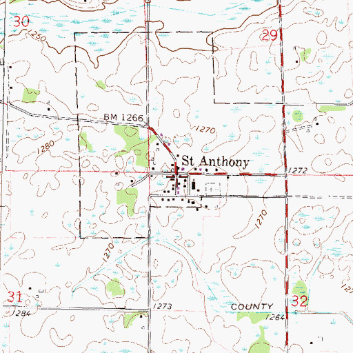 Topographic Map of Saint Anthony Post Office (historical), MN