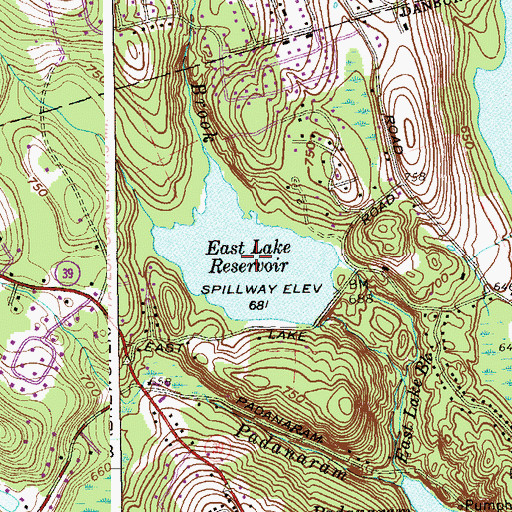 Topographic Map of East Lake Reservoir, CT