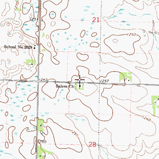 Topographic Map of Salem Cemetery, MN