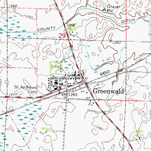 Topographic Map of Saint Andrews Church, MN