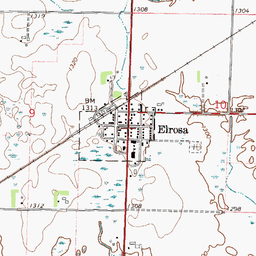 Topographic Map of Elrosa Post Office, MN