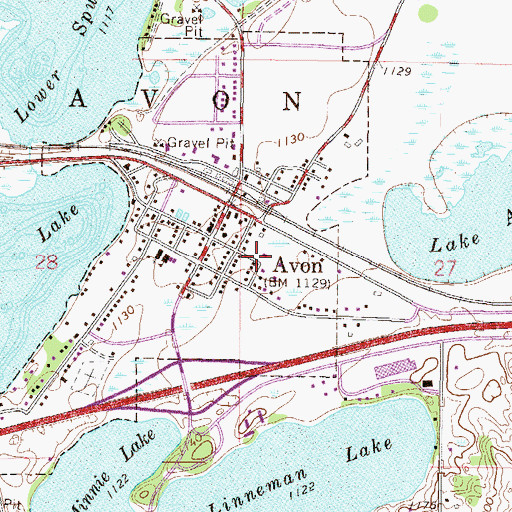 Topographic Map of Avon Police Department, MN