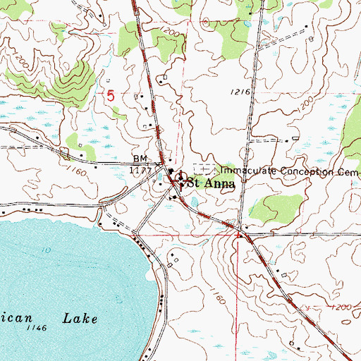 Topographic Map of Immaculate Conception Church, MN