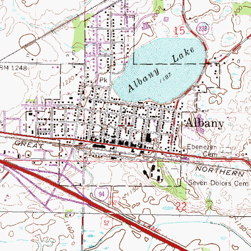 Topographic Map of Albany Fire Department, MN
