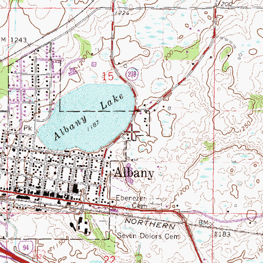 Topographic Map of Albany Softball Park, MN