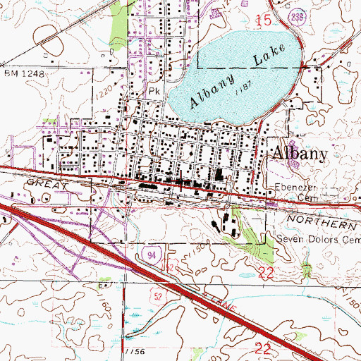 Topographic Map of Albany Public Library, MN