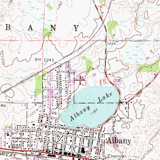 Topographic Map of Albany Area Hospital and Medical Center, MN