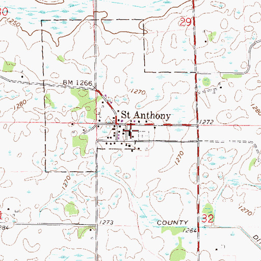 Topographic Map of Saint Anthony Church, MN