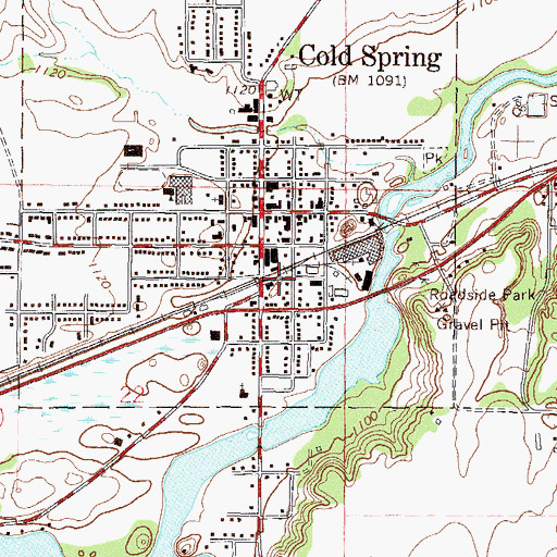 Topographic Map of Cold Spring, MN