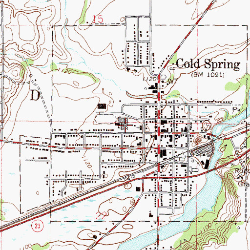 Topographic Map of Cold Spring Middle School, MN