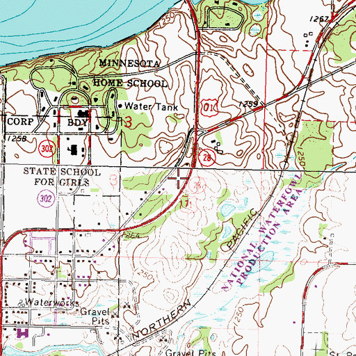 Topographic Map of Boyack Mobile Home Park, MN
