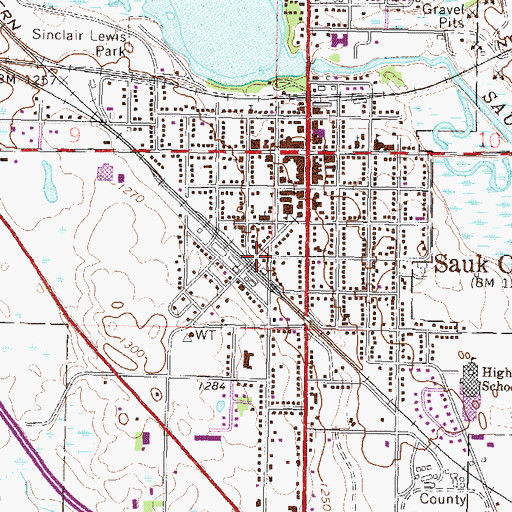 Topographic Map of Sauk Centre (historical), MN