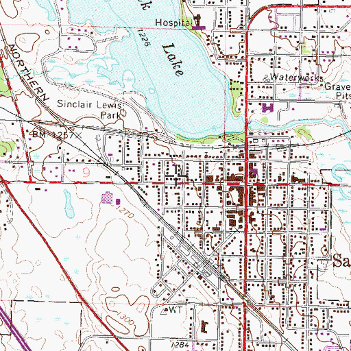 Topographic Map of Boyhood Home of Sinclair Lewis, MN