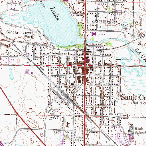 Topographic Map of Sauk Centre Police Department, MN
