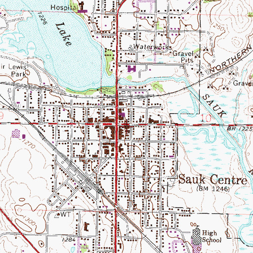Topographic Map of Sauk Centre City Hall, MN