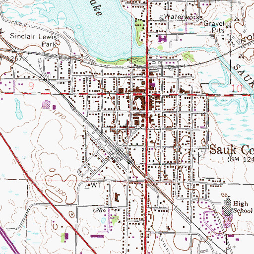 Topographic Map of First United Church, MN